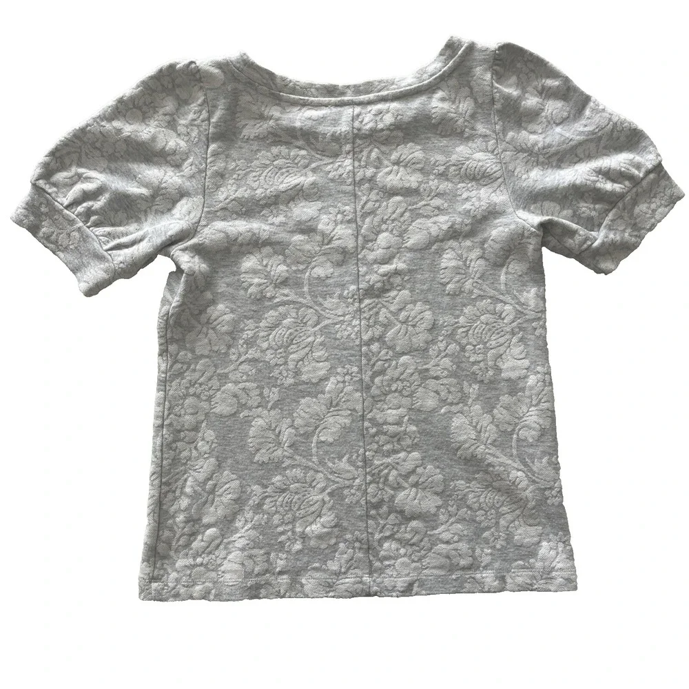 LOFT Women's Size XS‎ Gray White Floral Puff Sleeve Professional Office Work